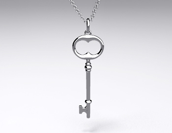 18k White Gold Classic Key Pendant (Large)